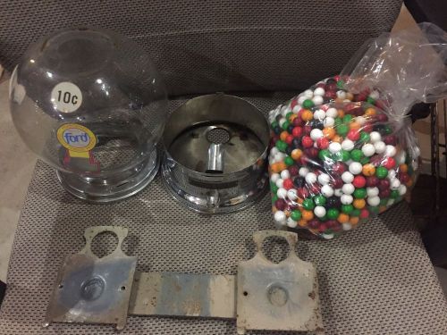 FORD gumball Vending Machine GLASS globe collar assy Ring With Base Fresh Gum!