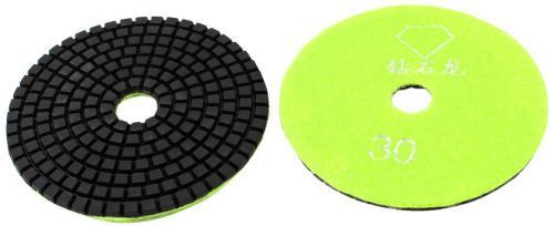 Uxcell 10cm Dia 30 Grit Marble Diamond Polishing Pad, Yellow Green, 2-Piece