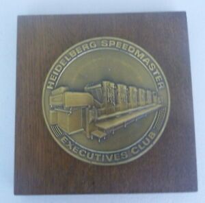 vintage Heidelberg Speedmaster Execitoves Club mounted brass plaque Heidelberger