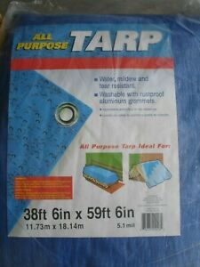 Blue Poly Tarps Size: 40&#039; X 60&#039; (Actual Size 39&#039;-6&#034; X 59&#039;-6&#034;)