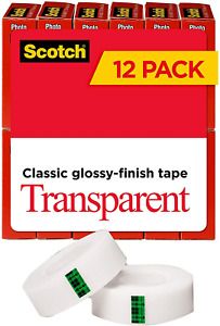 Scotch Transparent Tape, 3/4 in x 1000 in, 12 Boxes/Pack 600K12