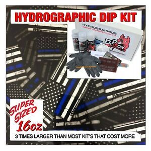 Hydrographic dip kit Blue Line Police Flags hydro dip dipping 16oz US
