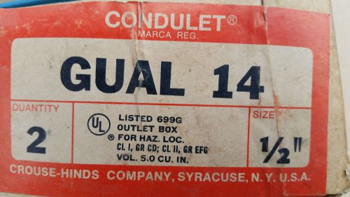 Crouse hinds  1/2 &#034; explosion proof gual 14 2 hole box for sale