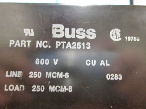 Bussmann power distribution block pta2513, line 250mcm, load 250mcm, 3p, used for sale