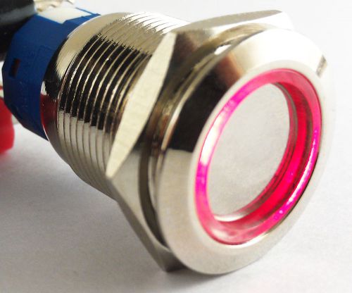 Metal Flat Ring illuminated Red Led Push Button Self-Locking Switch 19mm QN19-C1