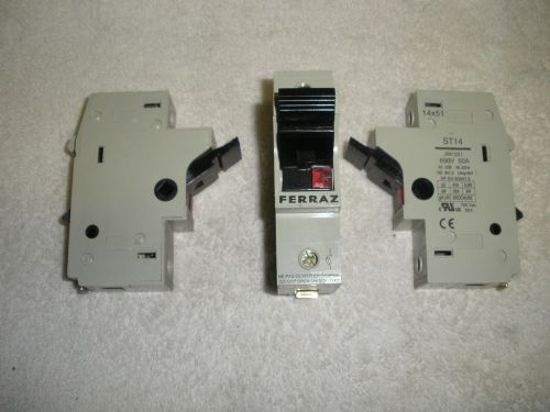 Ferraz shawmut din rail mount 1 pole 690v 50a fuse holder  st14 j081221 for sale