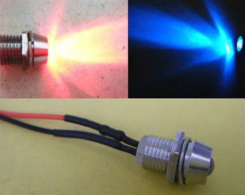 10pcs,Red Blue Flash 5mm Wired Bike 12V LED + Holder,12RB