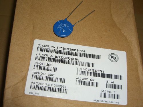 EPCOS Varistor Circuit Protection 275Vrms 710V 8000A Metal Oxide 630pF 250x Lot