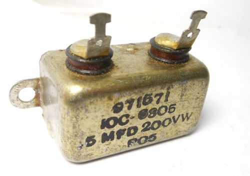 NOS Small Bathtub PIO Capacitor 0.5 mfd 200vw Paper In Oil .5 uF Aerovox? Cap