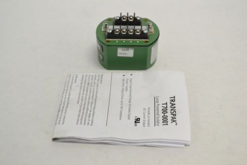 TRANSPAK T700-0001 LOOP POWERED 500OHMS CURRENT ISOLATOR 1800V-AC 4-20MA B254180