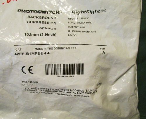 NEW ALLEN BRADLEY 42EF-B1MPBE-F4 /A PHOTOSWITCH RIGHTSIGHT 11-30V-DC SENSOR