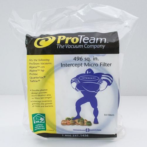 ProTeam Vacuum Bags 496 sq.in. Intercept Micro Filter -NEW Bag of 10