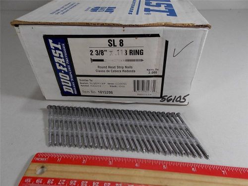 NEW FULL BOX  SL-8  DUO-FAST 2-3/8&#034; ROUND HEAD STRIP NAILS RING SHANK 3000 NAILS