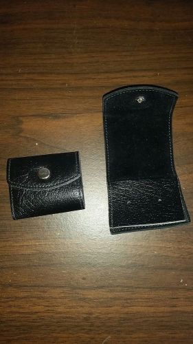 Black Leather Mini Badge Holders / Snap Closure