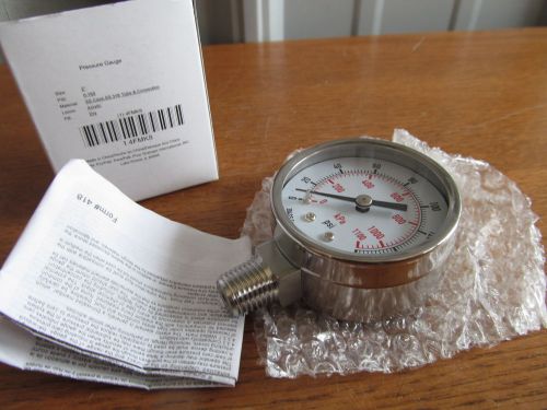 Stainless 2&#034; Air/Water etc. Pressure GAUGE 1/4&#034;npt 0-160psi SS #4FMK8 (U-75)