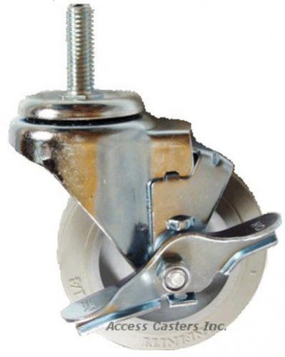 4PB2ISB 4&#034; Threaded Stem Caster, Non Marking Wheel with Brake, 300 lb. Capacity