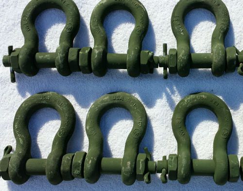3/4&#034;MIDLAND SHACKLE, CLEVIS, WLL 5 ton alloy bolt &amp; nut type pin w/cotter  6 EA.