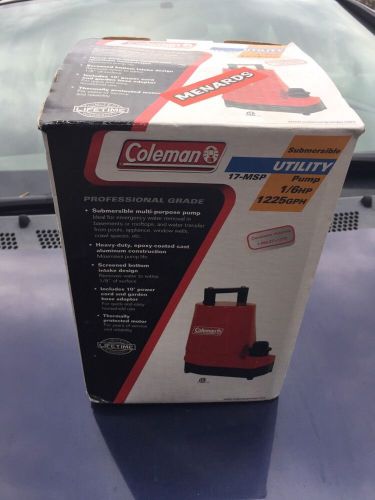 COLEMAN 17-MSP SUBMERSIBLE UTILITY PUMP 115 VOLT 1/6 HP 1225 GPH NEW!!