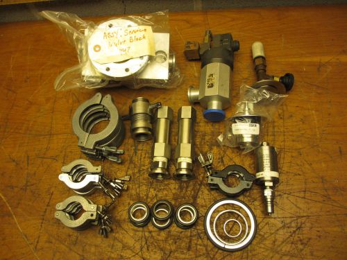 Large Lot of Misc Vacuum Pump Parts Clamps Valves Manifold