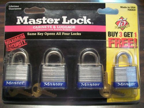 MASTER LOCK #7 - 1 1/8&#034; - PACK OF (4) - NEW OLD STOCK - KEYED ALIKE