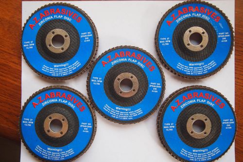 Az zfd40-z040 abrasives 4&#034; x 5/8 zirconia flap disc 40 grit (5 - flap disc ) for sale