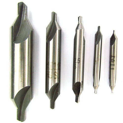 New 5 HSS Combined Center Drills Countersinks 60 Degree Angle Bit Set Tool