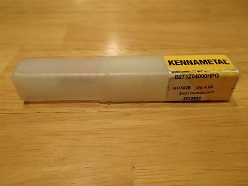 Kennametal B271Z04000HPG KC7425 Carbide drill. New