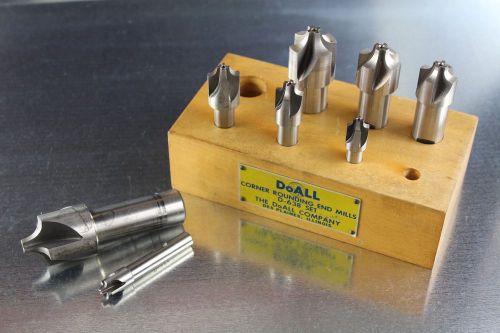 Doall corner rounding end mill set d-638 1/16&#034; to 3/8&#034; holder for sale