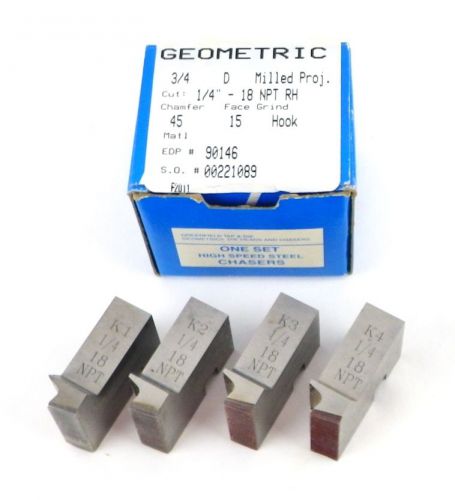 Greenfield 90146 geometric 3/4 dsa 1/4-18 npt rh 4 piece hss thread chasers a3 for sale