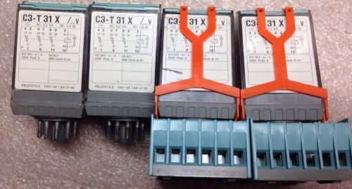 Lot Of 4 &amp; 2 Base S3-B, Turck Releco MR-C, 24V, C3-T31X Shipsameday #104S