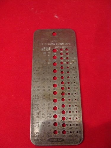 Vintage Metal DUNLAP drill and wire gauge index tempered steel