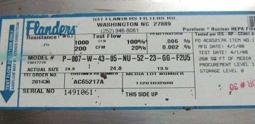 Flanders pureform p-007-w-43 hepa filter 1000cfm 24&#034; x 24&#034; x 13.75&#034;thick~nib for sale