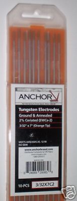 Tungsten - 2% Ceriated, 7&#034;, 1/8&#034;, box of 10 (orange)