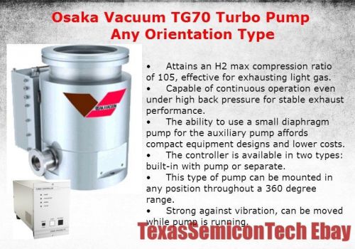 Osaka Vacuum TG70 Any Orientation Type Turbomolecular Turbo Pump - Complete Set