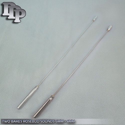 Two Pcs Bakes Rosebud Urethral Sounds 6MM &amp; 8MM