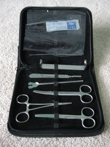 Doctor surgeon emt medical tool kit forceps scalpel scissors leather bag for sale