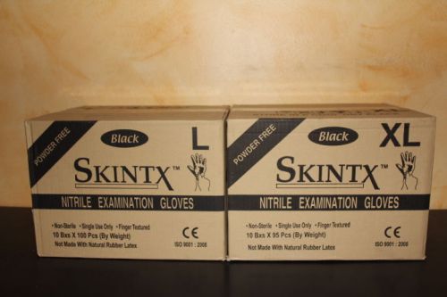 Skintx nitrile powder free exam gloves black for sale