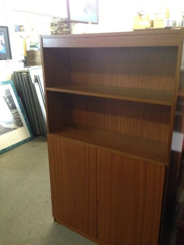 ***BOOKCASE w/ DOORS in MED OAK COLOR WOOD***