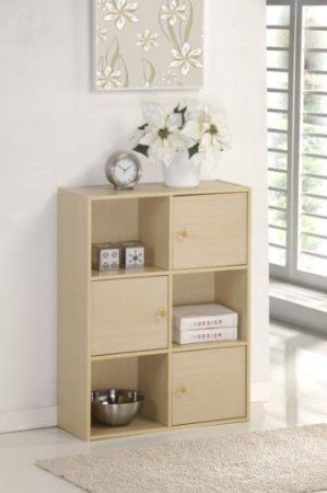 Furinno PASiR 3 Tier Shelf w/3 Door/Round Handle, 11189SBE