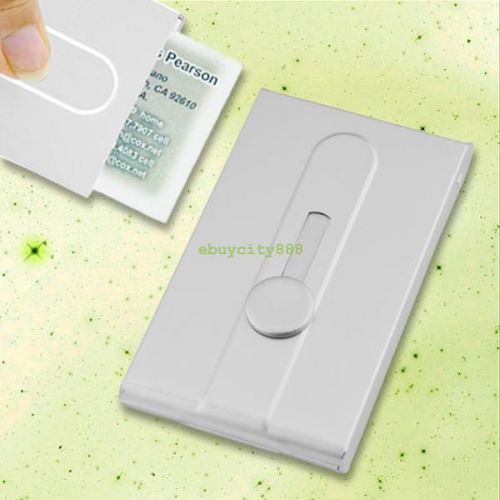 Slim Auto Sliding Business Name Card Holder Case Silver