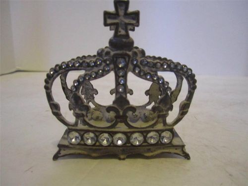 Silver rhinestone crown business card holder bling crystals cross metal