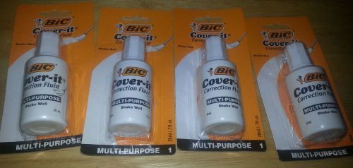 (4) BIC 20ml / 0.7 fl. oz. Wite-Out Cover It Correction Fluid white out