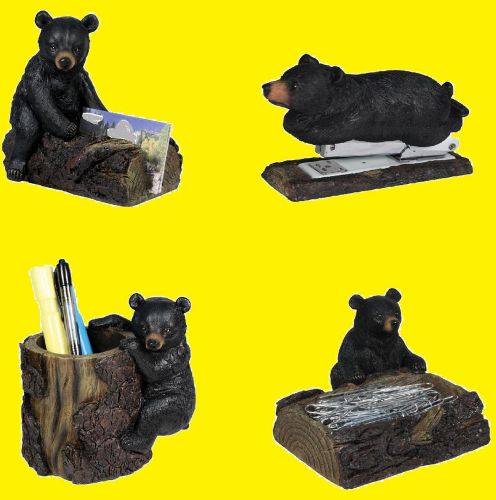 4 PIECE BEAR DESK ACCESSORY SET, OFFICE, GIFT SET