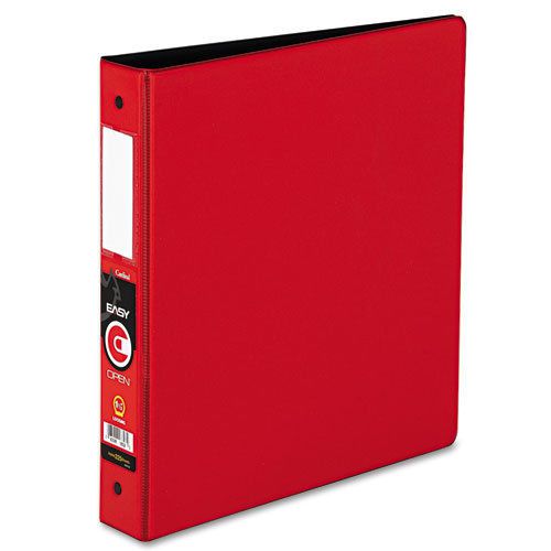 Easy Open Locking Round Ring Binder, 1-1/2&#034;, W/Label Holder, Red