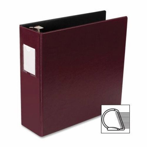 Business Source D-Ring Binder w/Label Holder, Hvy-Dty, 3&#034;, Burgundy (BSN33114)