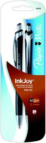 Sanford Paper Mate InkJoy 550 Retractable Ballpoint Pen Med Point Black 2 Count