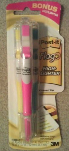 NEW 3 Pack Post-It Flag+ Highlighters Chisel Tip Yellow Blue Pink 689-HL2(B)