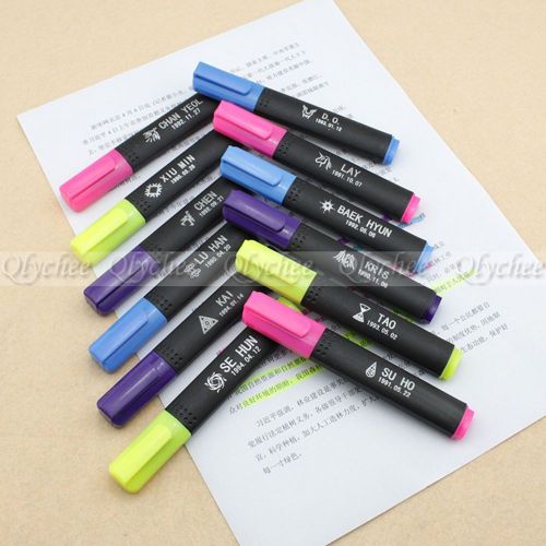 KPOP EXO 12 Member Symbol Birthday Fluorescent Highlighter Marker Pen Stationery