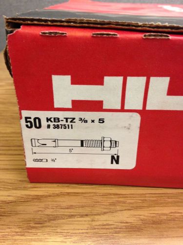 3/8&#034;x5&#034; hilti concrete wedge anchor kb-tz 3/8x5 part # 387511 (new box of 50) for sale