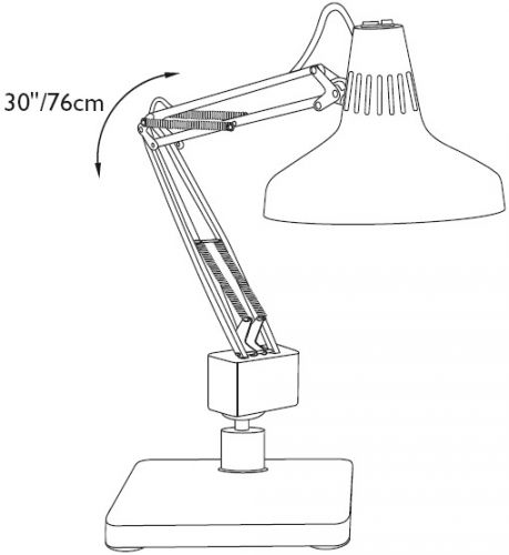 Luxo lc1abk lc series black combo fluorescent/incandescent light: 45-inch arm for sale